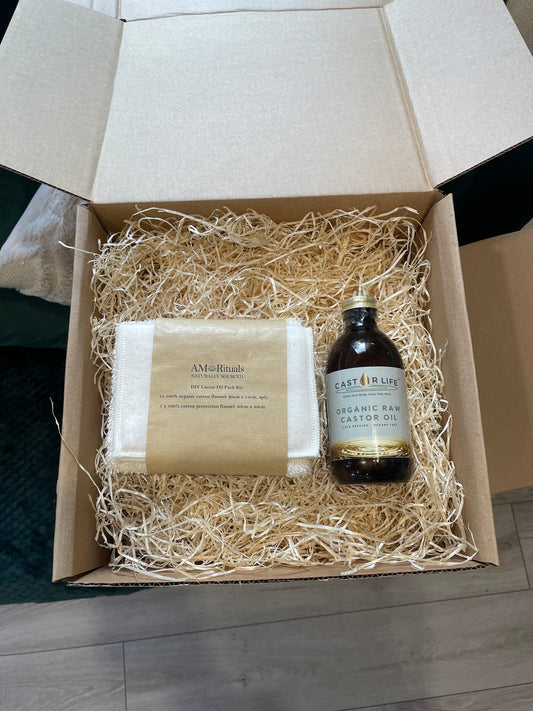 100% Organic Cotton DIY Castor Oil Pack and Organic Castor Oil