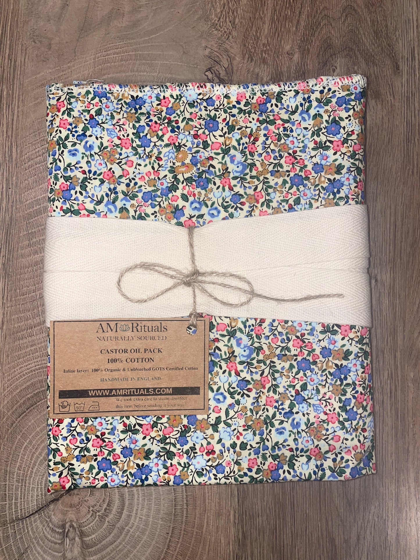 Multicoloured Floral Print 100% Organic Cotton Castor Oil Pack